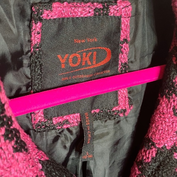 Yoki ❤︎ Wool Houndstooth Peacoat Jacket Overcoat ❤︎ Pink Size Large 12-14 ❤︎ - Picture 8 of 16